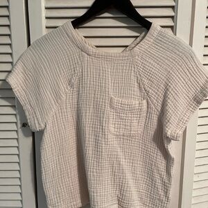 Madewell Boxy Ribbed Tan Cream Short Sleeve Tee